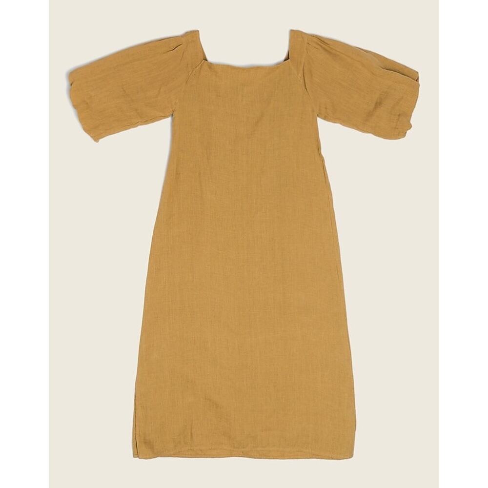LAUDE the Label Cleo Dress Sz L Tumeric Sustainable Organic Linen